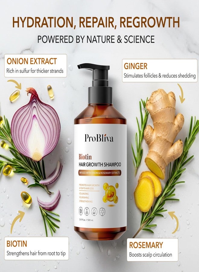 ProBliva Biotin Hair Growth Shampoo for Thinning Hair in Adults 30+ – Strengthening Formula with Biotin & Rosemary – Reduces Shedding, Supports Fuller, Stronger Hair – Sulfate-Free, 16.9 fl oz - Image 4